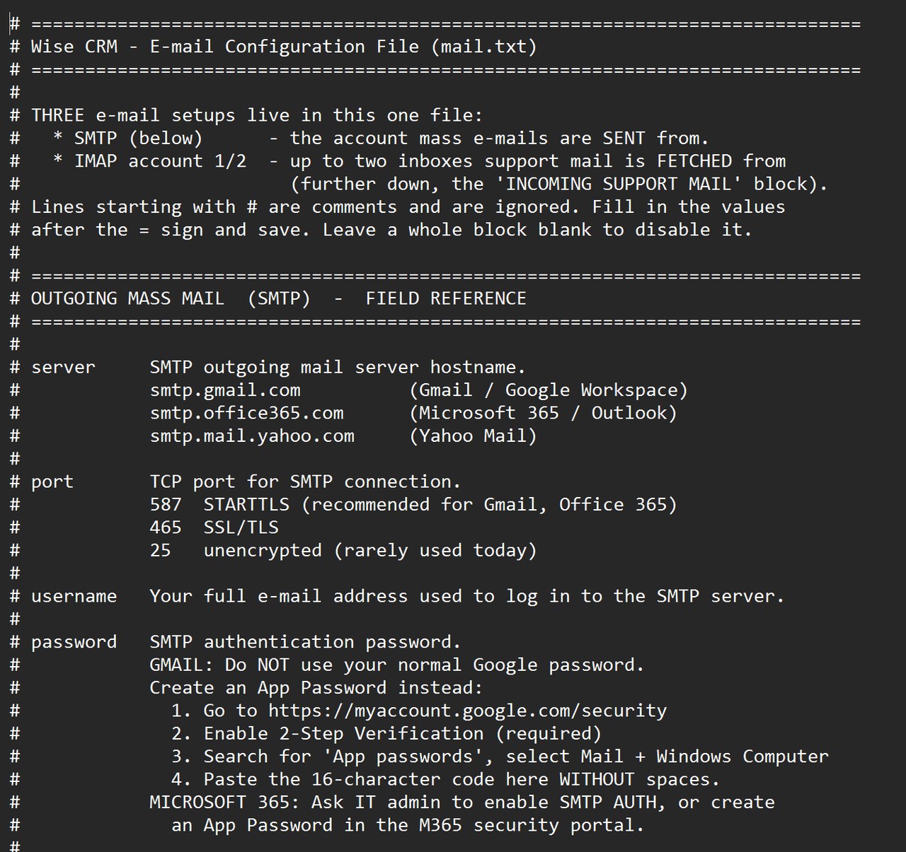 mail.txt — eine Datei, drei Konfigurationen